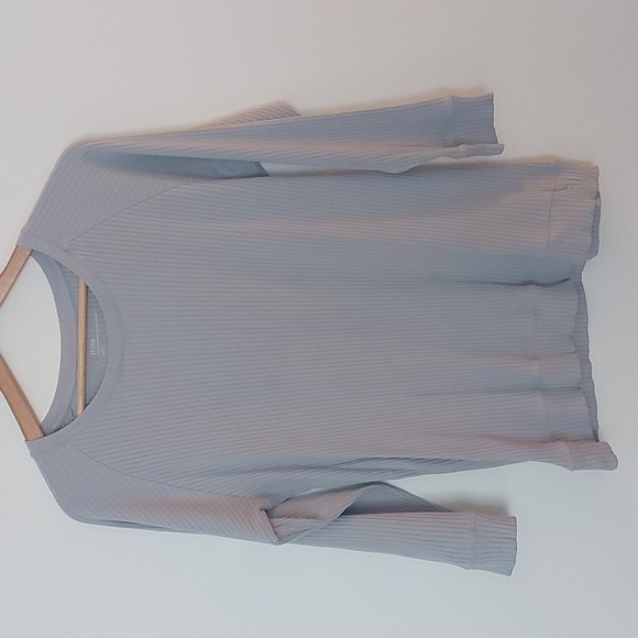 Storq Maternity Light Gray Long Sleeve Rib Knit Top Size 4/Large - Picture 1 of 5